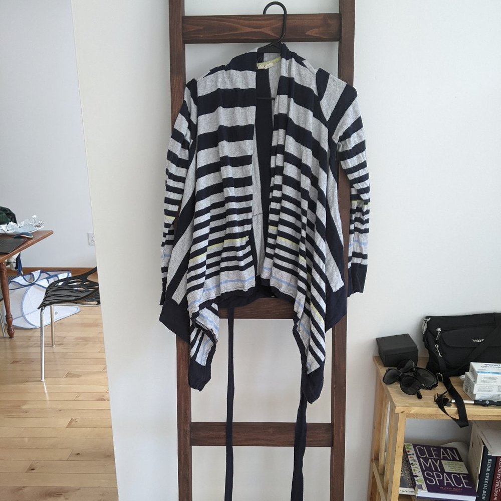Anthropologie Blue Striped Wrap Cardigan XXS